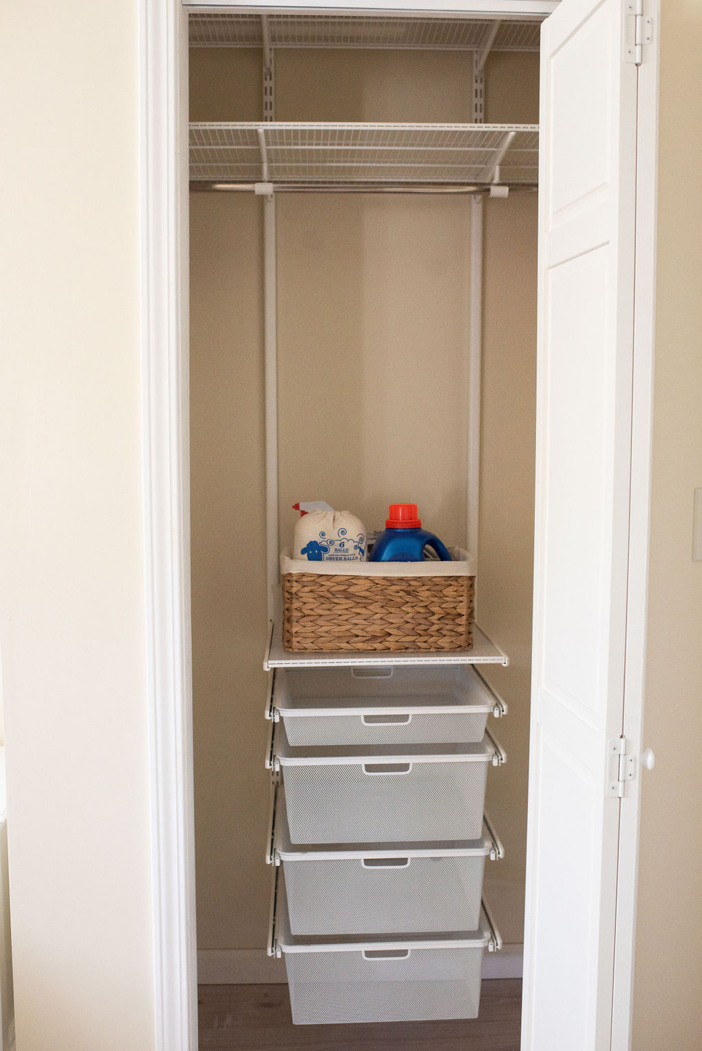 Closet with laundry supplies
