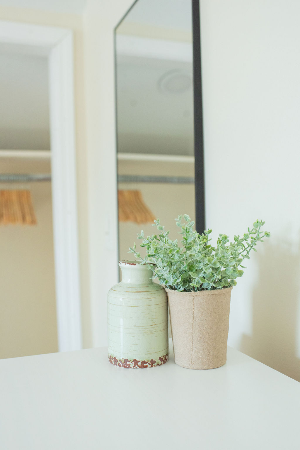 Primary bedroom mirror and dresser