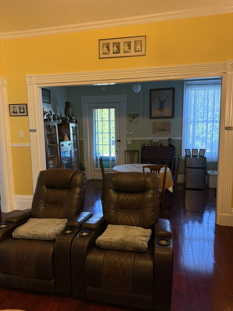 Living room and side patio entrance