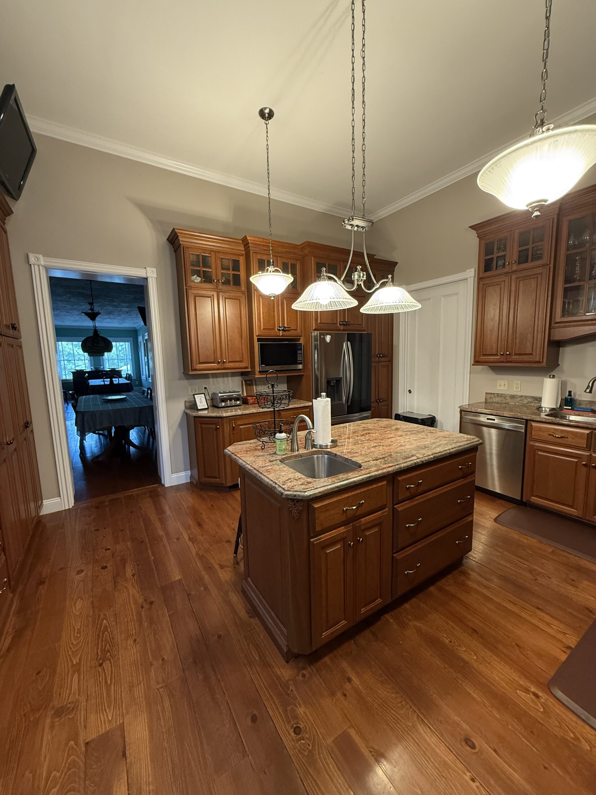 Kitchen with view of dining room